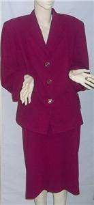 NEWEVAN PICONE RASBERRY COLORED LINED SKIRT SUIT SZ 24W  