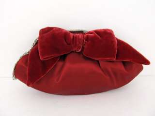 Banana Republic Red Silk and Velvet Clutch Handbag  