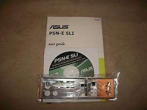 Asus P5N E SLI Combo IO Shield/Bracket Manual and Driver Disk/CD Plate 