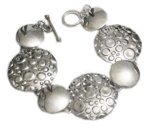 Sterling Silver Textured Circles Taxco Mexico Designer  