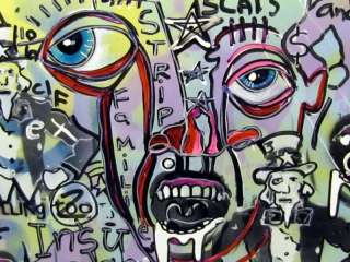 Original Outsider Abstract MAD UNCLE SAM Pop Art Painting Graffiti 