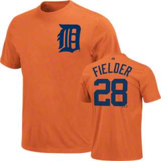 Prince Fielder Detroit Tigers Orange #28 Name & Number T Shirt 
