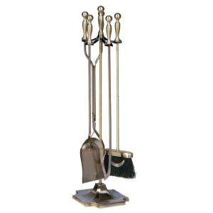 UniFlame Antique Brass Toolset With Ball Handles Fireplace (5 Piece 