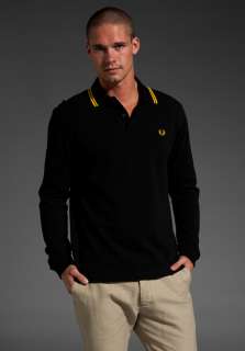 FRED PERRY Long Sleeve Twin Tipped Polo in Black  