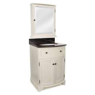   in Frost White with Marble Top in Dark Emperador and Medicine Cabinet