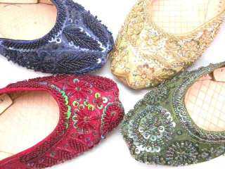 KHUSSA Indian Beaded Bollywood Flat Belly Dance Shoes 7  