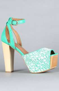Jeffrey Campbell The Perfect Wooden Shoe in Ivory and Green 