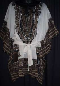 NEW Brown Kaftan Dashiki dress Top fits M L XL 1X 2X 3X  