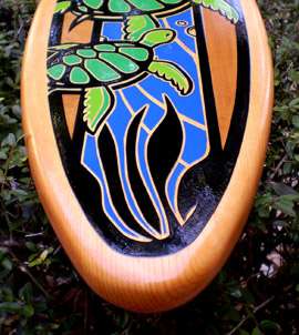 Triple Turtle Honu Surfboard 2 Foot Tropical Wall Art Solid Wood 