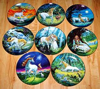   Limited Edition Set Of 8 Unicorn Plates Is By The Danbury Mint