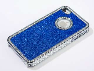 Sparkle Diamond Bling PU Case Cover W/Chrome For iPhone 4 4S 4G 