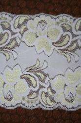 WHITE Light Lime Galloon STRETCH lace 5.75 wide BTY  