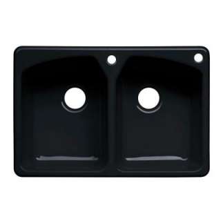   Rimming 33 in. x 22 in.x 9.625 in. Double Bowl Kitchen Sink in Black