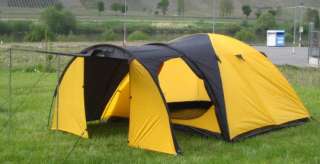 Kuppelzelt Iglu Zelt mit Vorbau für 3 4 Personen, schwarz   orange 