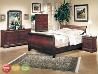 Louis Philippe King Cherry 6 pc Bedroom Furniture Set  
