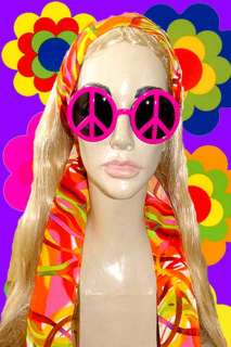 70er Jahre Kult Peace Zeichen Sonnenbrille Hippie Neon  