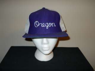   Oregon Ducks Cursive Purple Mardi Gras Snapback trucker hat/cap 70s/80
