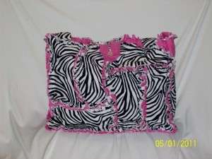 Hot Pink & Black Zebra Rag Quilt Diaper Bag Tote Purse  