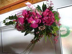 Brautstrauß  Hortensie dunke rosa Orchide Rosen rankend  