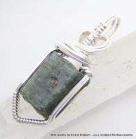 BLUE SAPPHIRE CRYSTAL Sterling Silver WIRE WRAP PENDANT  