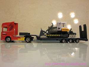 64 SCANIA FLATBED TRAILER with BULLDOZER DIECAST TOY  
