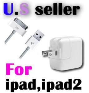   USB POWER ADAPTER CHARGER + DATA CABLE CORD IPAD 2 1 IPHONE 4 3G 3GS
