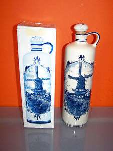 Dutch Ceramic Delft Claryn Bottle Windmill BOLS & G.K.B  