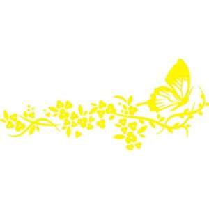   süßer Schmetterling Blüten Ranke Pflanze Tribal 80x35 cm   gelb
