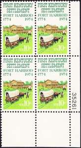 US 1974 10 Cents Kentucky Settlement #1542 Plate Block  