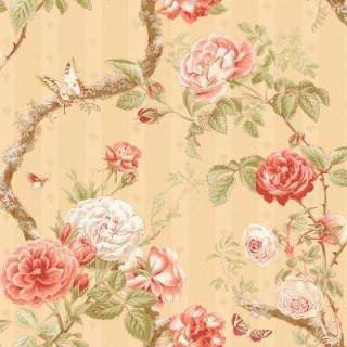 The Wallpaper Company 56 Sq.ft. Biscuit Large Rose And Vine Wallpaper 