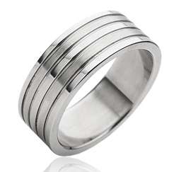 Stainless Steel Comfort Fit Double Brushed Stripe Band Ring Size 9 13 