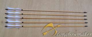 Distinctive Handmade Wooden Archery 6 Arrows Longbow feathers  