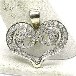 Estate 14k White Gold & .60 carat Diamond heart pendant  
