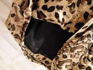 Womens Large Round Neck Leopard Puff Long Sleeve T Shirt Tops Blouses 