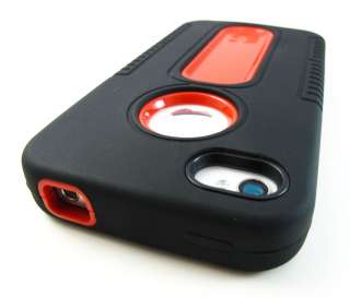 BLACK RED Heavy Duty Hard Soft Shell Case Cover Apple iPhone 4 4S 