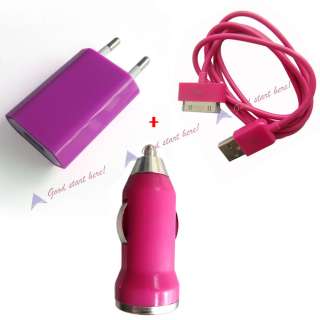  Wall Charger Adapter Car Charger USB Data Cable for iphone 4G 3G ipod