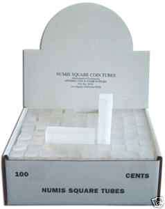 10 Numis Brand Square Coin Tubes for Pennies Cent  