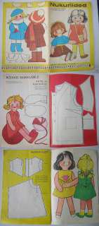 Rare DOLL CLOTHING patterns book for KIDS, ESTONIA 1977  
