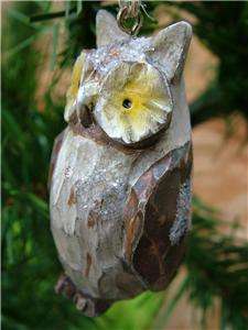 Owl Miniture Bird Carved Wood Look Christmas Ornament  
