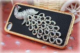   Crystal 3D Case Rhinestone Cover For iPhone 4 4G 4S Bling Black  