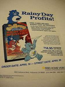 CARE BEARS Rainy Day Activities 1990 Promo Advert  
