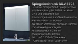 Lux aqua Design Alu Spiegelschrank Badspiegel mit Beleuchtung (72x75cm 