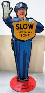 COCA COLA Crossing Guard Policeman Slow School Zone COKE Sign OLD 