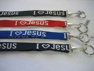 pc Embroidery Lanyard Key Chain / I love JESUS / New  