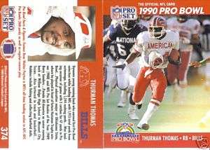 THURMAN THOMAS 1990 PRO SET FOOTBALL PRO BOWL CARD #374  