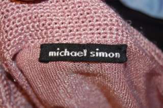 Fab MICHAEL SIMON slinky EMBROIDERED CARDIGAN SWEATER S  