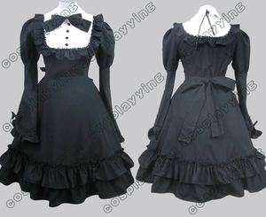 Gothic Lolita Stunning Lace Cute Bow Black Dress GL067  