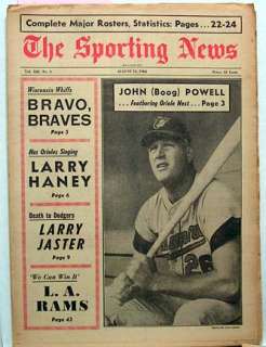 Aug 13,1966 SPORTING NEWS Boog Powell/Mantle/Haney  