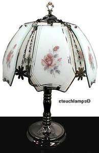 Teacup Rose Touch Lamp Pewter Base  