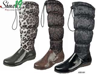 Quilted Knee High Flat Heel Boots Lady Dress Work Winter Warm Fleece 